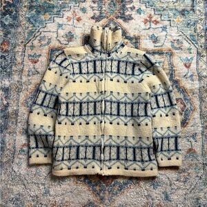 Vintage 80s Tundra Zip-up Striped Sweater Small